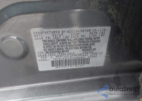 2019 Nissan Versa Note Sv из США, поврежденный, VIN 3N1CE2CP3KL361167